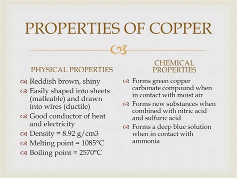 Copper Facts: Chemical and Physical Properties.
